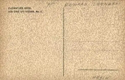 Künstler Ak zwei Clowns beim angeln