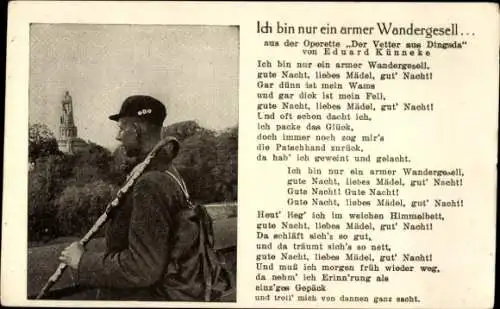 Lied Ak Ich bin nur ein armer Wandergesell, Der Vetter aus Dingsda, Eduard Künneke