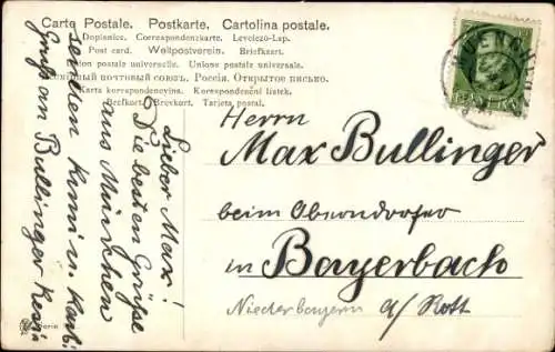 Künstler Ak Stillleben, Bierglas, Brezel