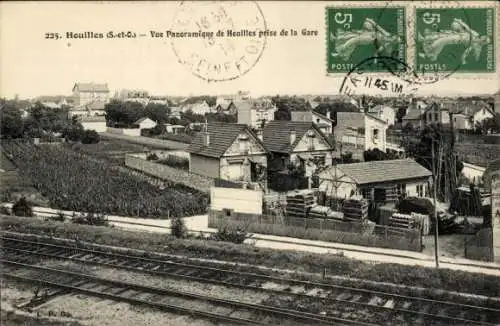 Ak Houilles Yvelines, Blick auf Houilles vom Bahnhof