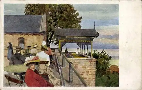 Künstler Ak Spindler, C., Obernai Elsass Bas Rhin, Odilienberg Mont Sainte Odile, Terrasse