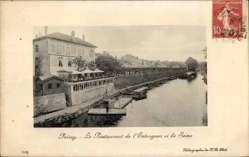 Ak Poissy Yvelines, Poissy. Le Restaurant de l'Esturgeon et la Seine