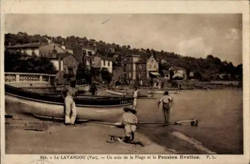 Ak Le Lavandou Var, Strand und Pension Eveline