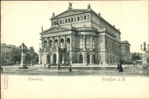 Relief Ak Frankfurt am Main, Opernhaus, Kutsche