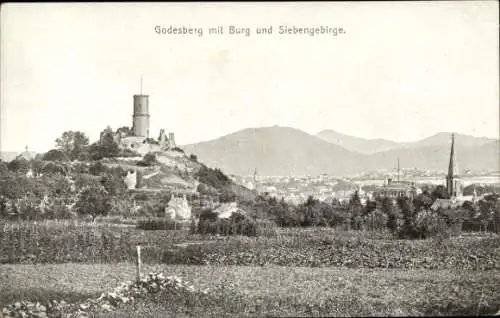 Ak Bad Godesberg Bonn am Rhein, Godesburg und Siebengebirge