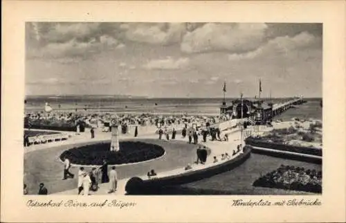 Ak Ostseebad Binz auf Rügen,  Wendeplatz mit Seebrücke