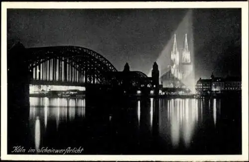 Ak Köln am Rhein, Sicht auf die Stadt mit Beleuchtung 