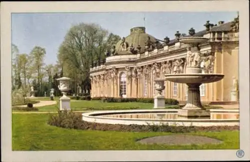 Ak Potsdam, Sanssouci, Schloss, Brunnen