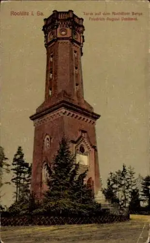 Ak Rochlitz an der Mulde, Blick auf den Turm, Friedrich August Denkmal