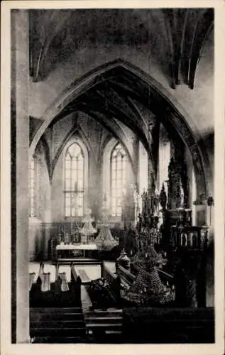 Ak Sayda im Erzgebirge, Innenansicht der Stadtkirche Sayda mit Blick zum Altar