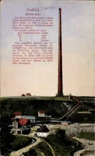 Ak Freiberg in Sachsen, Halsbrücke, Schornstein der ehemaligen Hütte Halsbrücke