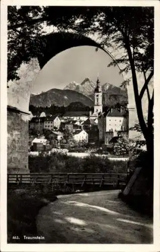 Ak Traunstein in Oberbayern, Teilansicht, Kirche