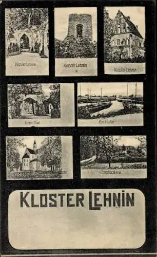 Ak Kloster Lehnin in der Mark, Tetzel Turm, Oberförsterei, Hafenpartie