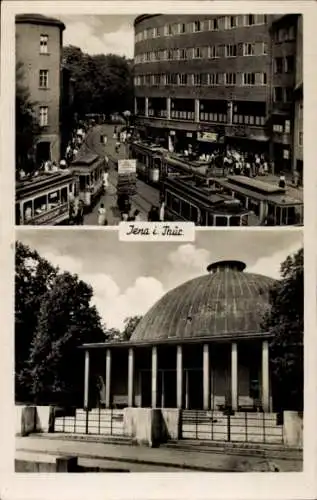 Ak Jena in Thüringen, Straßenbahn, Volkshaus, das Zeiss-Planetarium