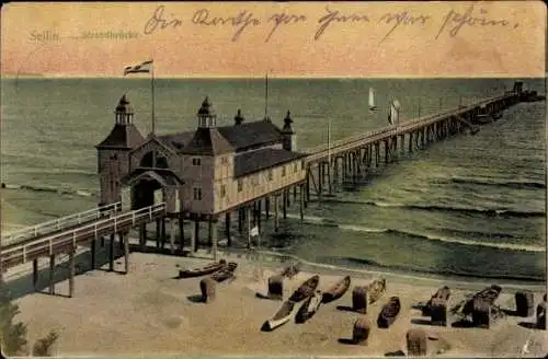 Ak Ostseebad Sellin auf Rügen, Strandbrücke