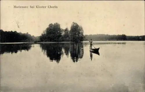 Ak Chorin in der Mark, Kloster Chorin, Mariensee, Boot