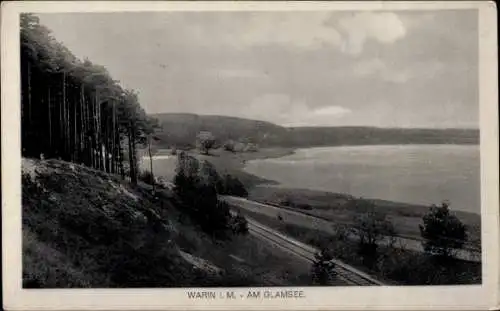 Ak Warin in Mecklenburg, Am Glamsee, Schienen