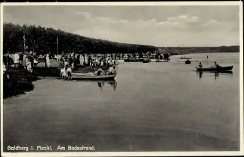 Ak Goldberg in Mecklenburg,  Am Badestrand