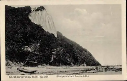 Ak Bergen auf der Insel Rügen, Stubbenkammer, Königsstuhl mit Fischerhütte