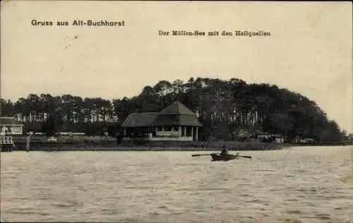 Ak Alt Buchhorst Grünheide in der Mark, Möllensee, Heilquellen, Teilansicht, Ruderboot