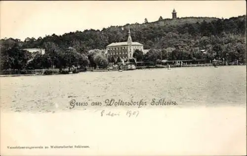 Ak Woltersdorf bei Berlin, Woltersdorfer Schleuse, Teilansicht