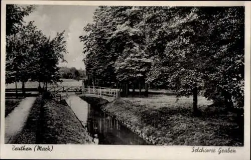 Ak Zeuthen in der Mark, Selchower Graben, Brücke