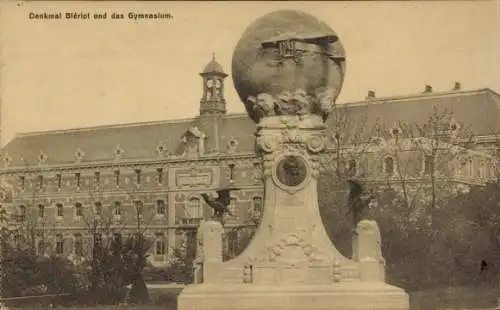 Ak Blériot Plage Sangatte Pas de Calais, Denkmal und Gymnasium