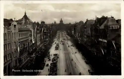 Ak Praha Prag Tschechien, Wenzelsplatz mit Blick auf das Nationalmuseum