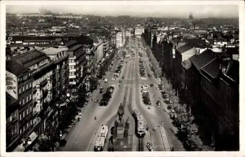 Ak Praha Prag Tschechien, Václavské náměstí, Wenzelsplatz, Straßenbahnen