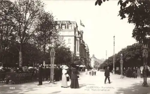 Ak Luzern Stadt Schweiz, Kurplatz mit Nationalquai