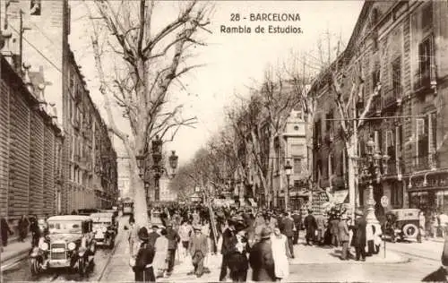 Ak Barcelona Katalonien Spanien, Rambla de Estudios