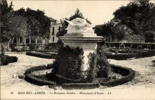 Ak Sidi Bel Abbes Algerien, Le Nouveau Jardin, Monument d'Icare