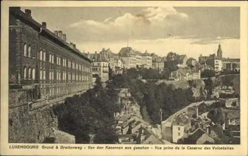 Ak Luxemburg Luxembourg, Luxembourg, Grund & Breltenweg, Sicht auf Kasernen