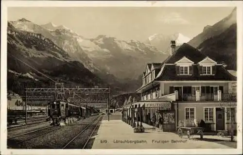 Ak Frutigen Kanton Bern, Lörschbergbahn, Bahnhof