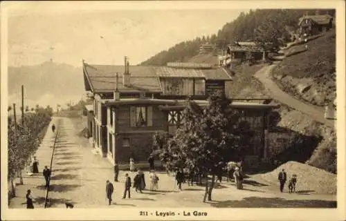 Ak Leysin Kanton Waadt, Historische Landschaft, Bahnhof