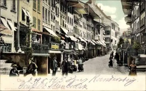 Ak Thun Kanton Bern Schweiz, Straßenansicht