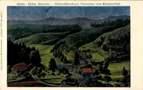 Ak Zadní Jetřichovice Hinterdittersbach Jetřichovice Dittersbach Reg Aussig, Panorama, Kirnitzschtal