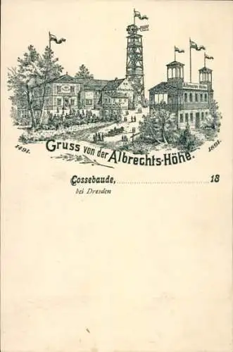 Litho Dresden Cossebaude,  Restaurant Albrechts-Höhe, 1491 - 1891