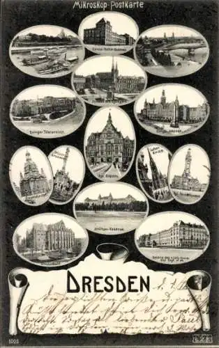 Ak Dresden, Kreuzschule, Schützen-Kaserne, Lutherkirche, Königliches Schloss, Frauenkirche