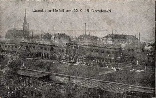 Ak Dresden Neustadt, Eisenbahnunfall am 22. September 1918