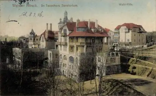 Ak Dresden Weißer Hirsch, Dr. Teuschers Sanatorium, Wald-Villa, historische Architektur