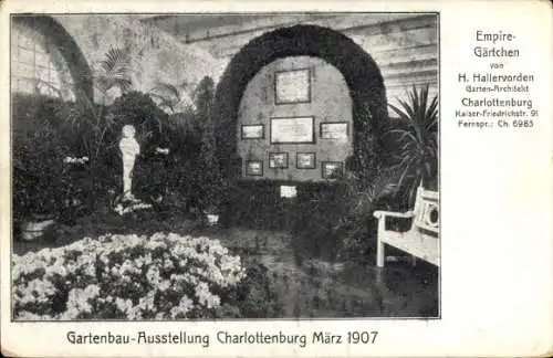 Ak Berlin Charlottenburg, Bahnhof Zoo, Gartenbau-Ausstellung, Empire-Gärtchen, H. Hallervorden...