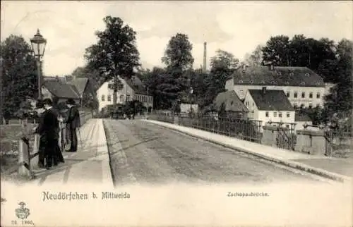 Ak Neudörfchen Mittweida in Sachsen, Zschopaubrücke, Gasthaus