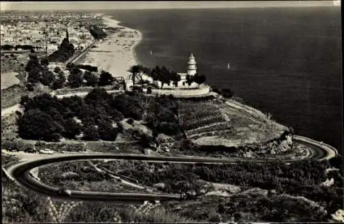 Ak Calella Barcelona Katalonien Spanien, Leuchtturm mit Stadt im Hintergrund