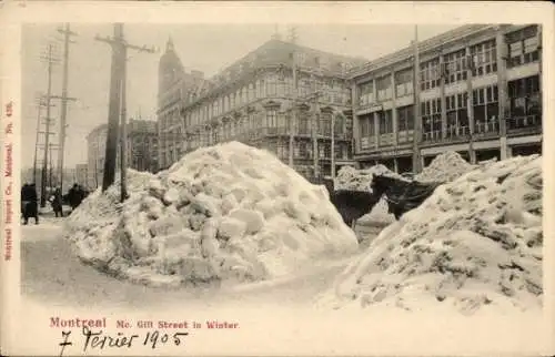 Ak Montreal Québec Kanada, Mc. Gill Street in winter, piles of snow