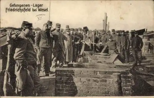 Ak Friedrichsfeld bei Wesel am Niederrhein, Gefangenenlager