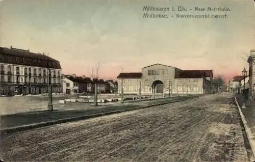 Ak Mulhouse Mülhausen Elsass Haut Rhin, Neue Markthalle