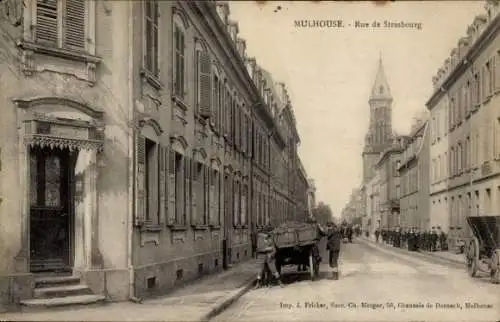 CPA Mulhouse Mulhouse Alsace Haut-Rhin, Rue de Strasbourg