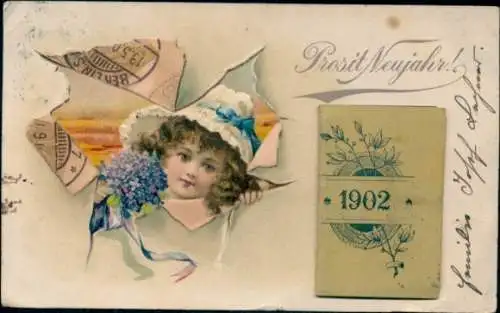 Präge Ak Glückwunsch Neujahr, Mädchen, Portrait