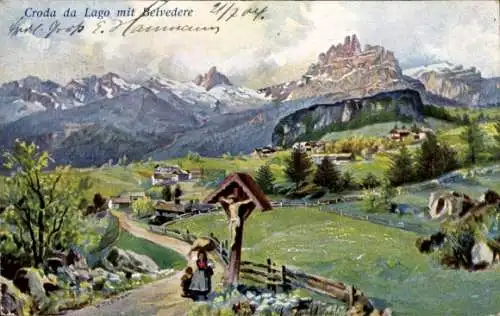 Künstler Ak Cortina d'Ampezzo Veneto, Croda da Lago, Belvedere